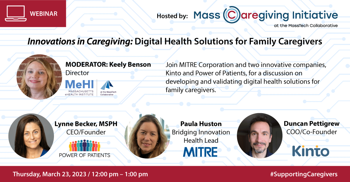 Moderator and speakers listing for the Innovations in Caregiving Webinar