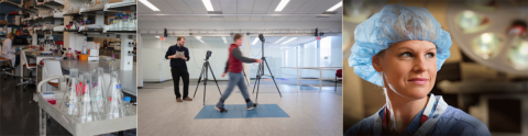 Banner of lab space, ReWalk testing, and nurse
