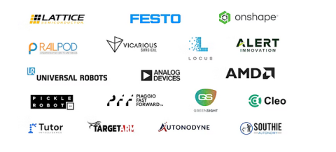 Lattice, Festo, Onshape, Railpod, Vicarious Surgical, Locus, Alert Innovation, Universal Robots, AMD, Analog Devices, Pickle Robot, Piaggio Fast Forward, GreenSight, Cleo, Tutor, TargetArm, Autonodyne, Southie Autonomy.