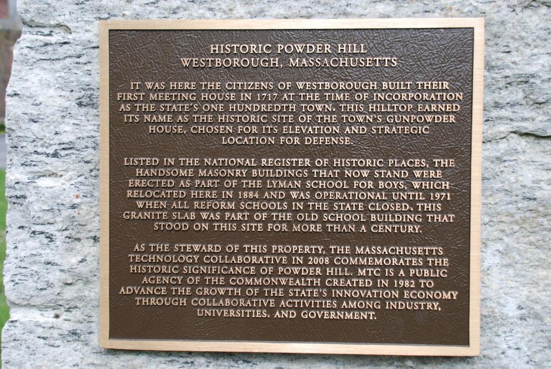 Historic plaque on MassTech property